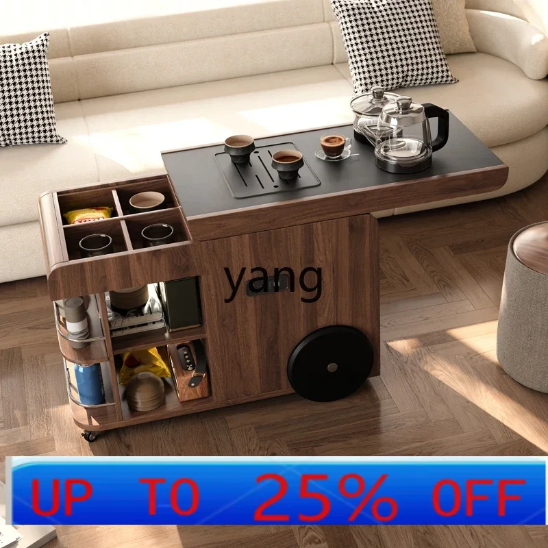 CX removable side rock slab living room tea storage solid wood coffee table side cabinet