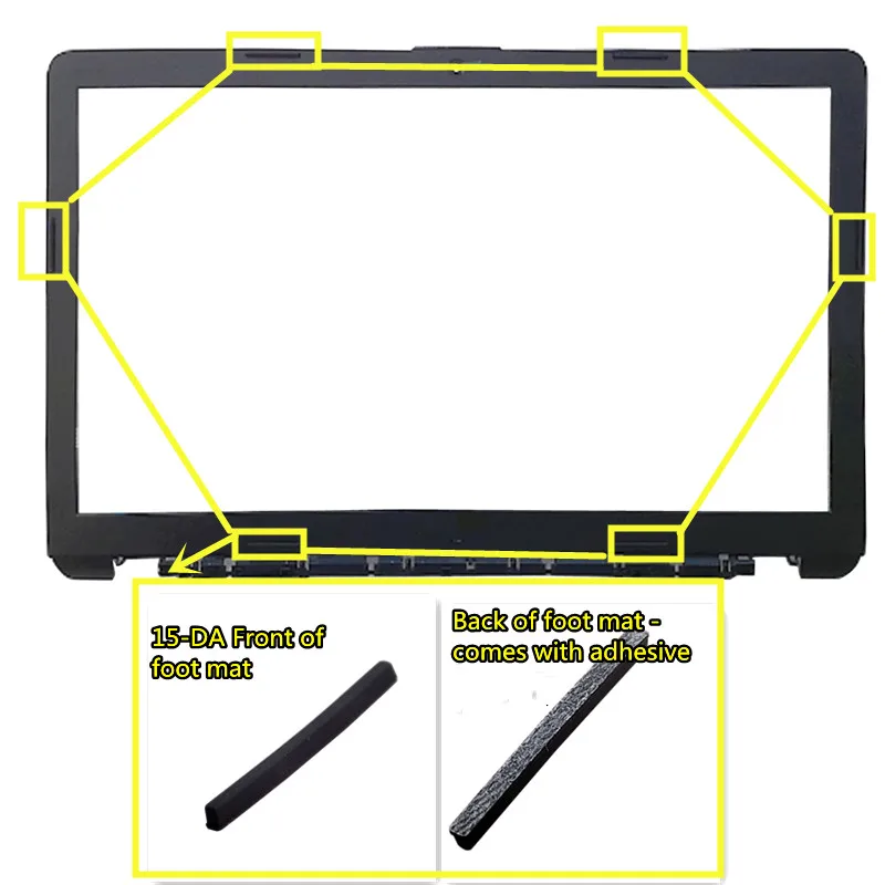 New Original Laptop Screen Frame Foot Mat Is Suitable For HP 15-DA DB 250 G7 TPN-C135/C136 Black