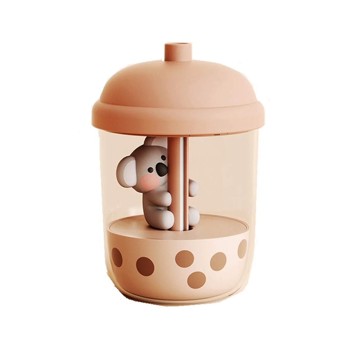 1 Pcs New Cute Koala Milk Tea Cup Humidifier High Fog Household Small Portable Desktop USB Mini Perfume,Brown