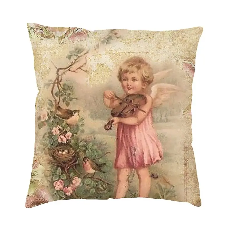 Nordic Style Victorian Angel Cushion Covers 40x40 Soft Vintage Angel Pillow Case for Sofa Square Pillowcase Bedroom Decoration