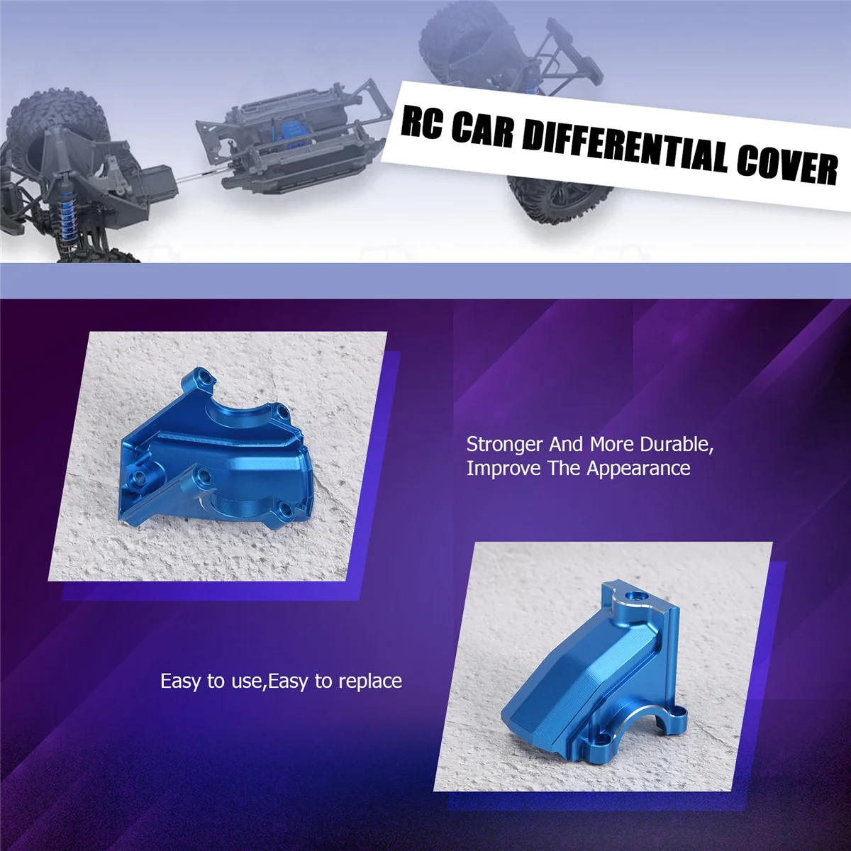 Metal Front/Rear Differential Cover Gearbox Cover for 1/5 Traxxas X-Maxx Xmaxx 6S 8S RC Monster Truck Upgrade Parts,3