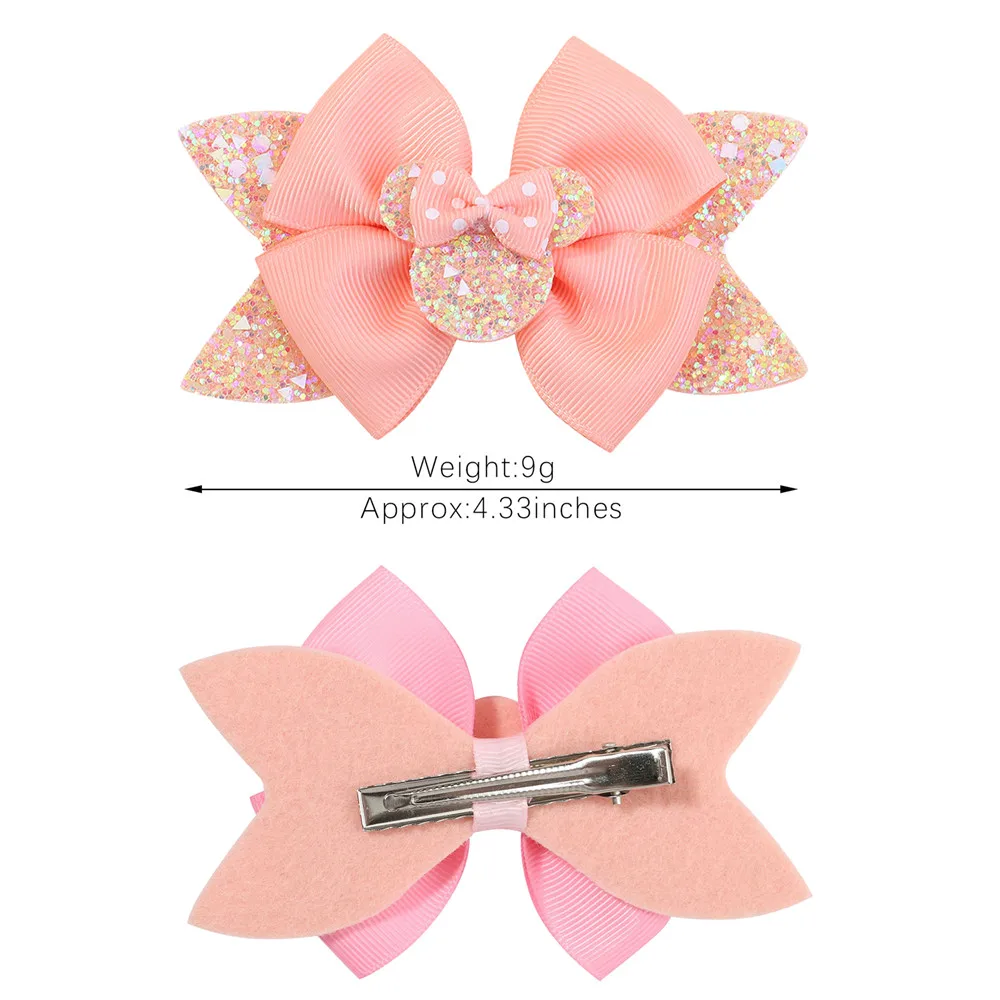 2 قطعة ديزني أنيمي ميني ماوس دبوس الشعر Kawaii ميكي الترتر القوس الأطفال أغطية الرأس الكرتون فتاة امرأة بوبي دبوس الاطفال الهدايا