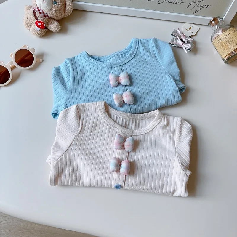 

Кардиган для девочек, осень-весна 2022, корейский стиль, модные модные кружевные лоскутные топы с длинными рукавами и бантом, базовый слой, универсальные топы