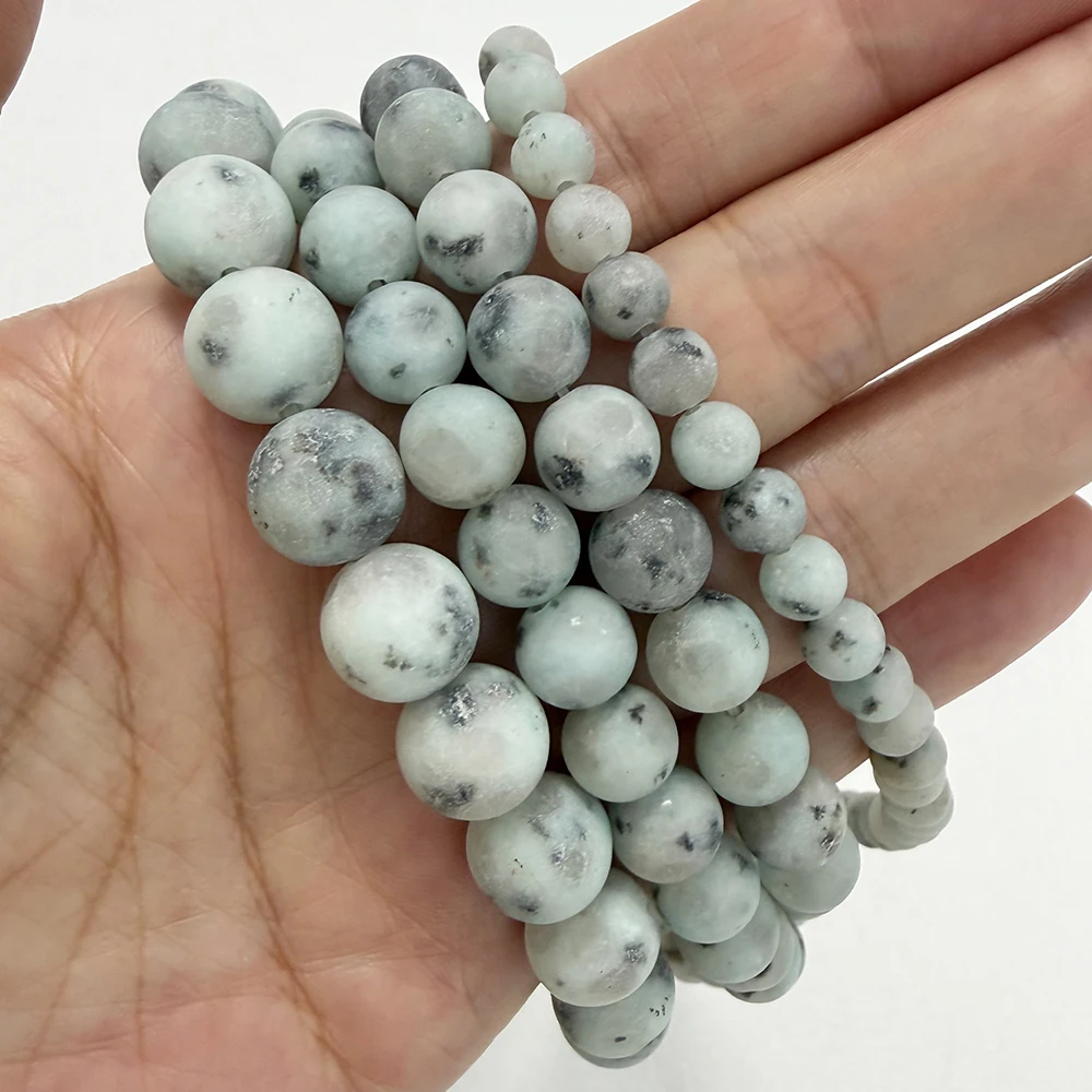 Natural Stone Matte Kiwi Jasper Round Loose Beads 15