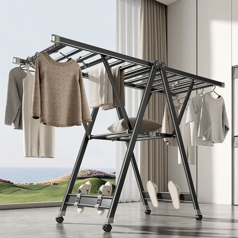 Aluminum alloy folding drying indoor floor balcony rack drying quilt drying