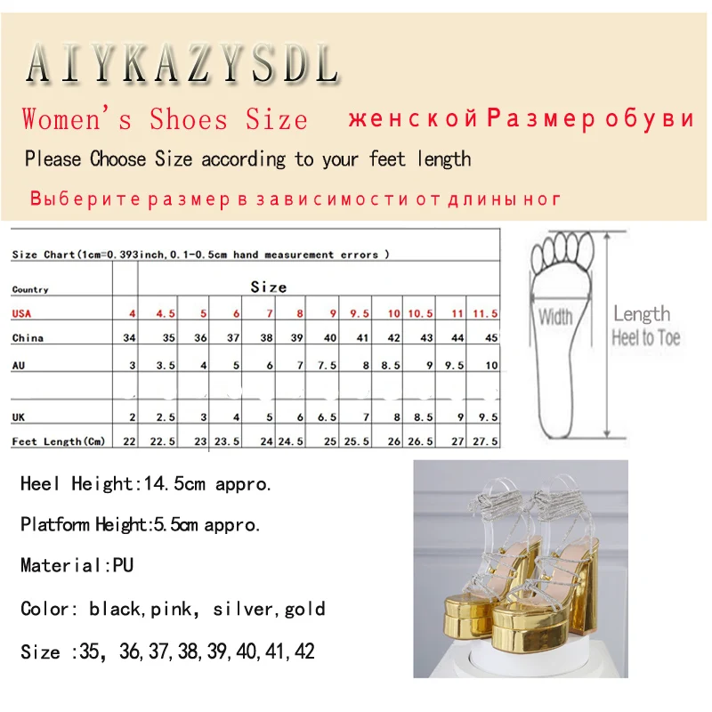 AIYKAZYSDL Gold Pink Silver Metallic Sandals Gladiator Crystal Butterfly-Knot Pumps Platform Block Ultra High Heel Dance Shoes