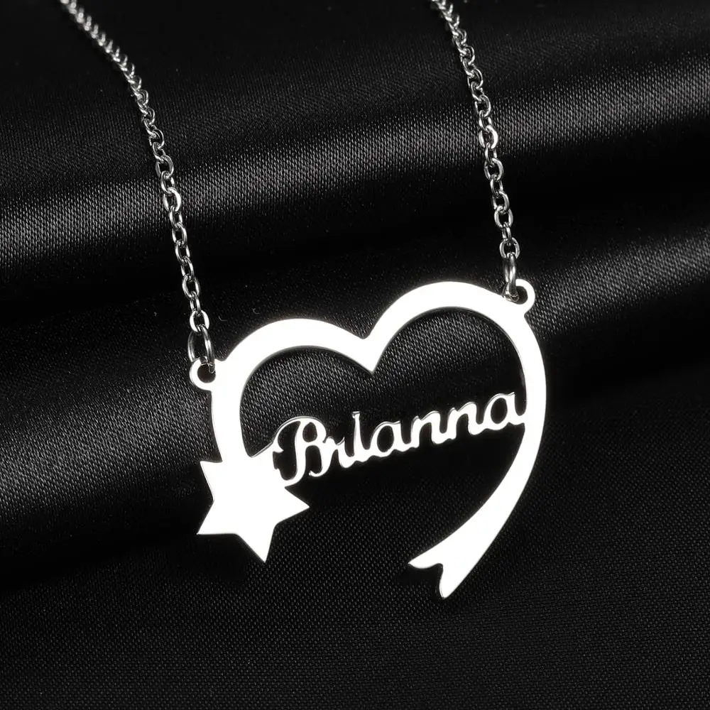 

MYDIY Heart Star Chokers Custom Name Necklace for Women Love Jewelry Stainles Steel Personalized Pendant Anniversary Gift