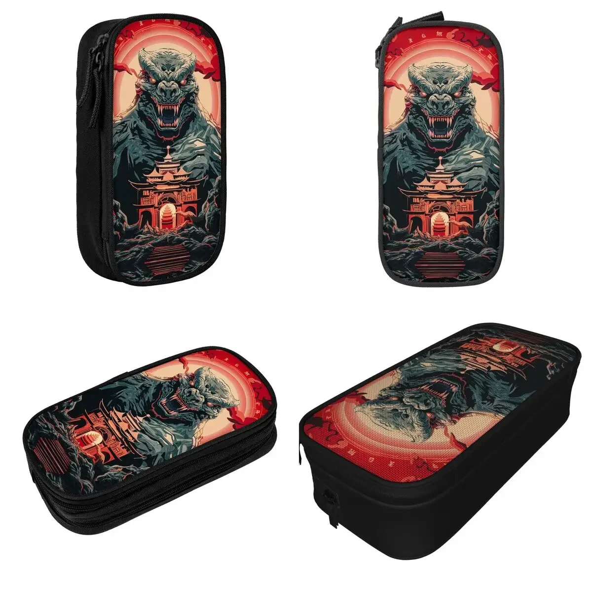 Godzillaed  Pencil Cases Creative Pen Box Bag Kids Big Capacity Office Zipper Pencil Box