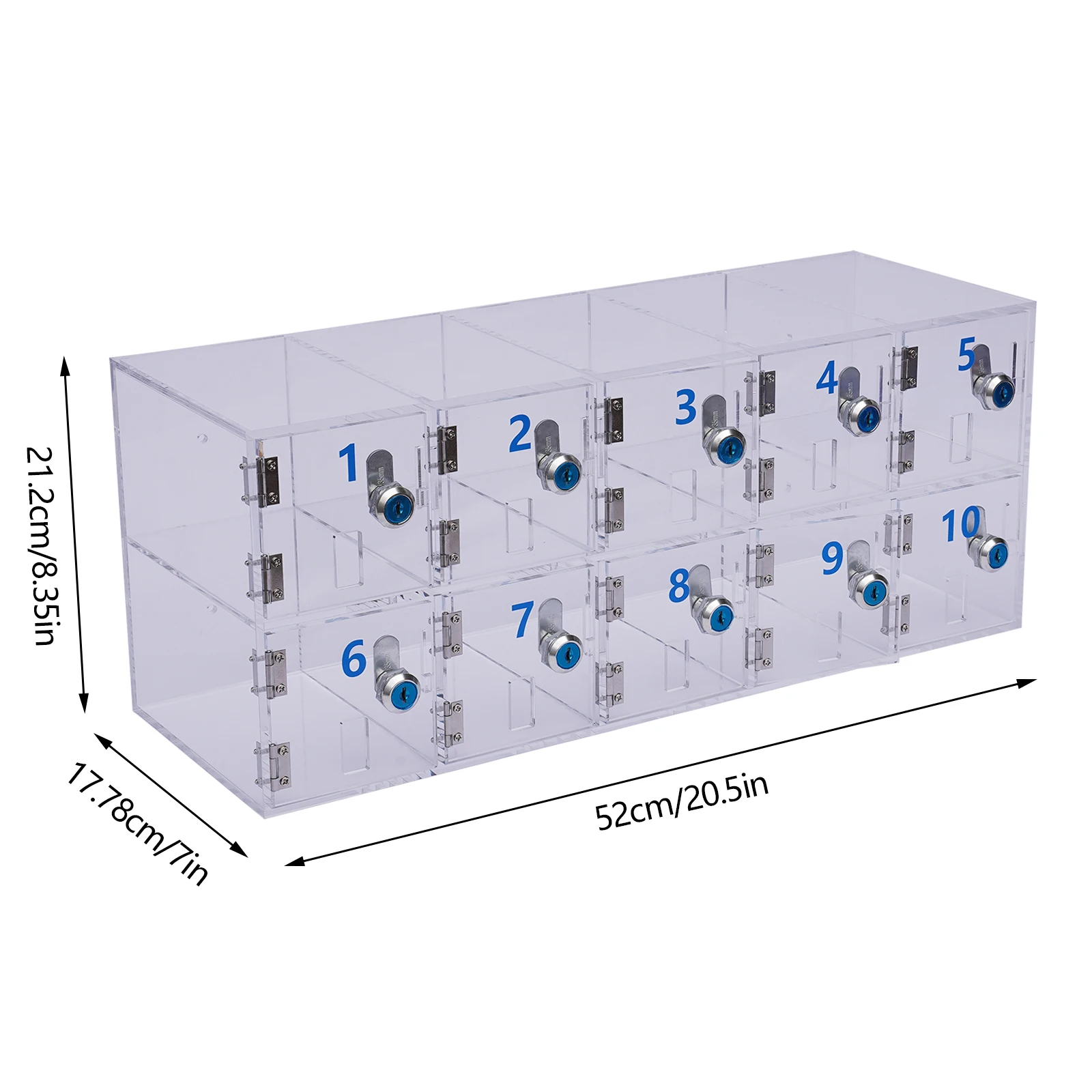 Clear Cell Phone Locker Box with Door Locks and Keys Wall-Mounted Cell Phones Storage Cabinet Pocket Storage Locker Box for Offi