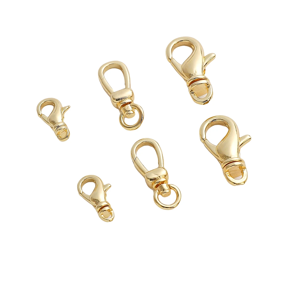 1pc Multi Size Rotatable Copper Lobster Clasps 14K Gold Color Claw Jump Rings Connector for Necklace DIY Jewelry Making Supplies