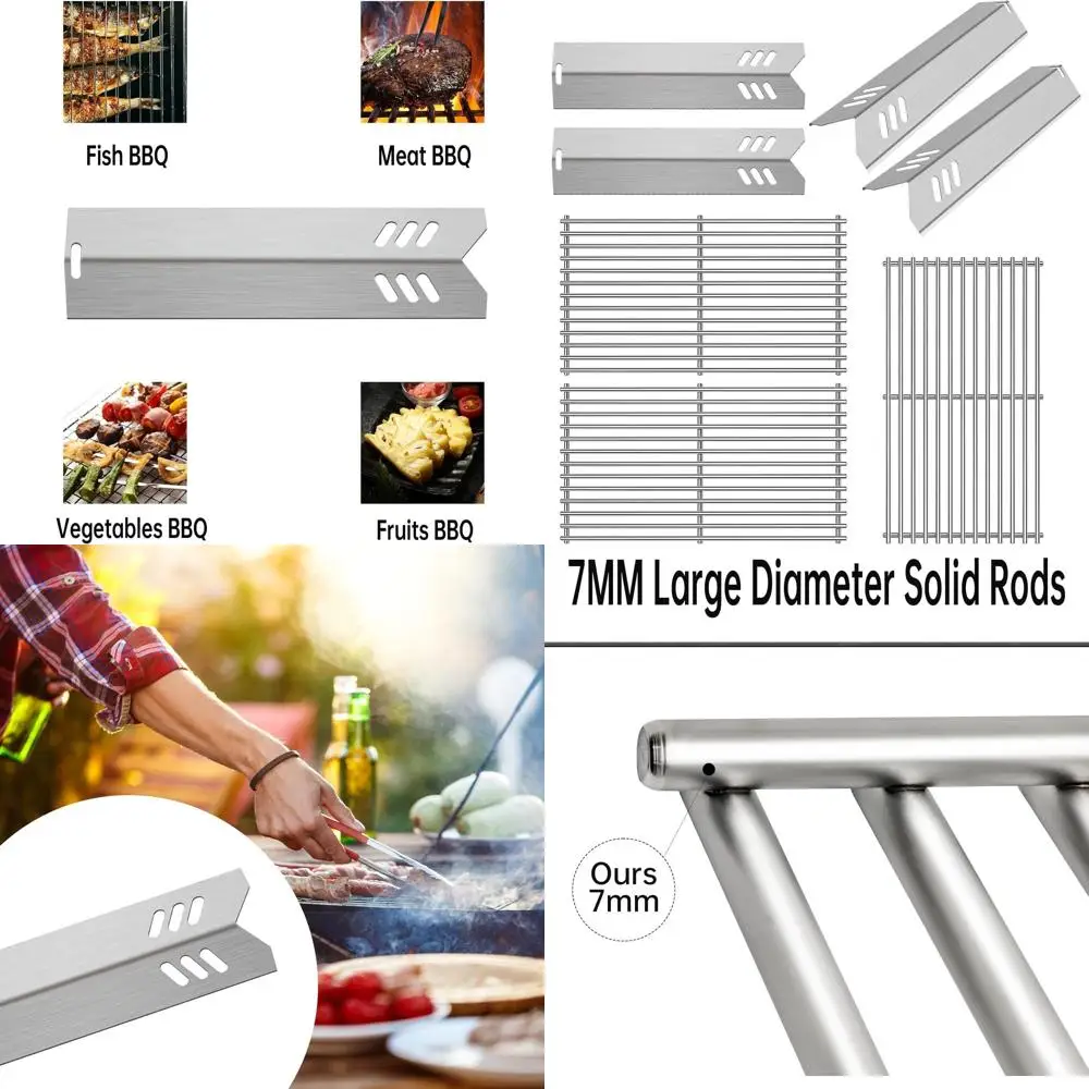 

Replacement Grill Grates for Dyna Glo 4 Burner Models DGF493BNP, DGB494SPB, Heat Shields for Outdoor BBQ Gas Grills