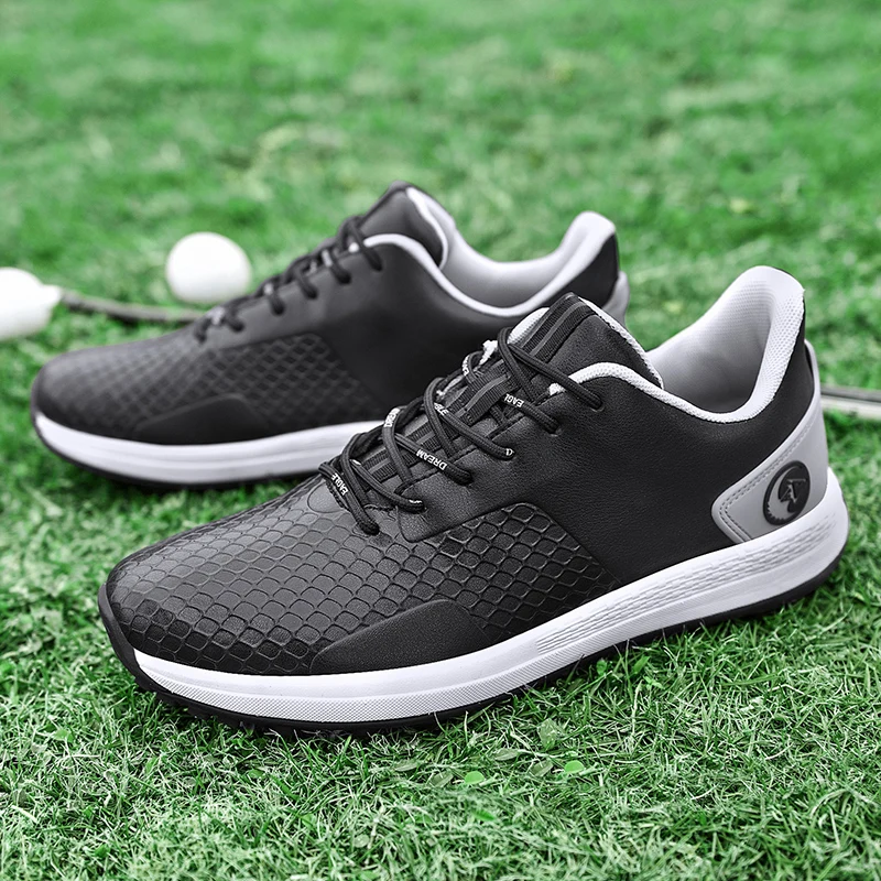 Baru tahan air sepatu Golf Spikeless pria latihan luar ruangan Golf Sneakers untuk