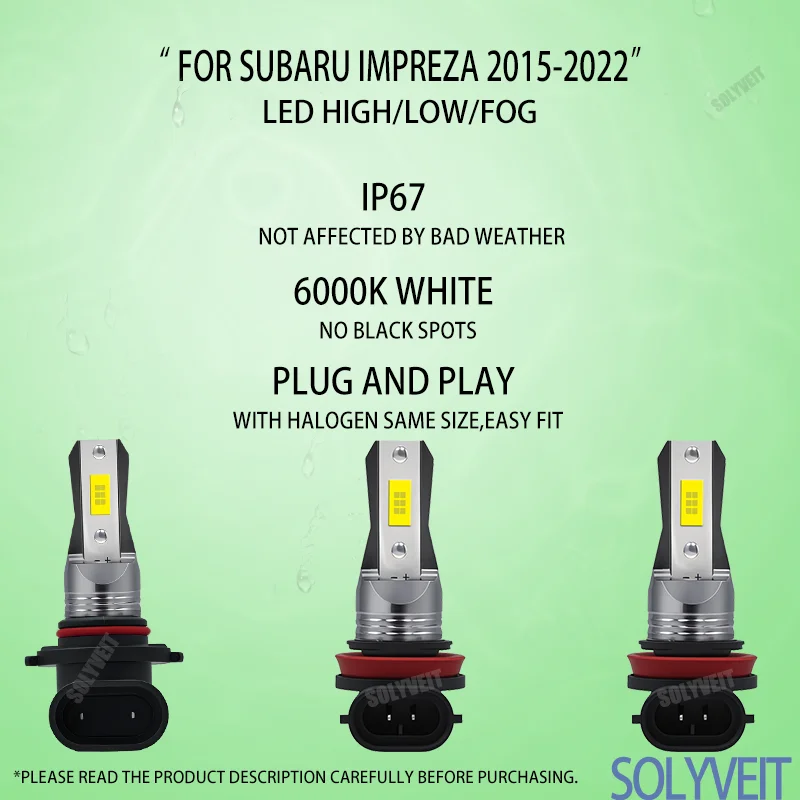 

1-Year Warranty LED Car Light Bulb High Low Fog 9005/h11/h9 Kit For Subaru Impreza 2015 2016 2017 2018 2019 2020 2021 2022