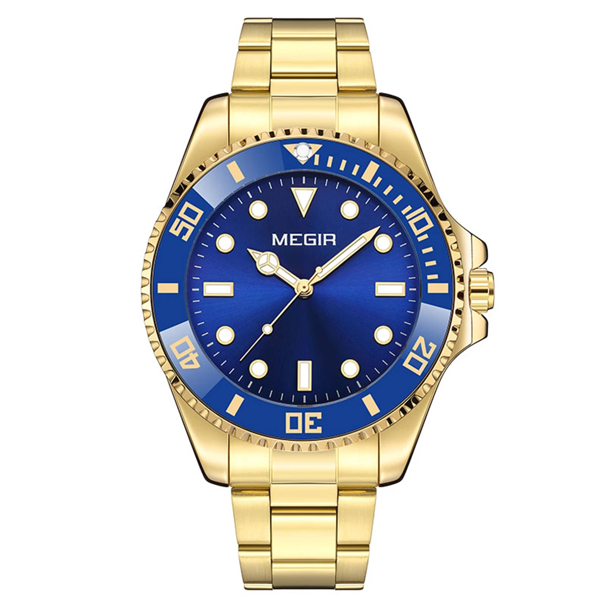 MEGIR Business Watch for Men with Quartz Movement Date Calendar Minimalist Stainless Steel Strap Wristwatch with Luminous Hands