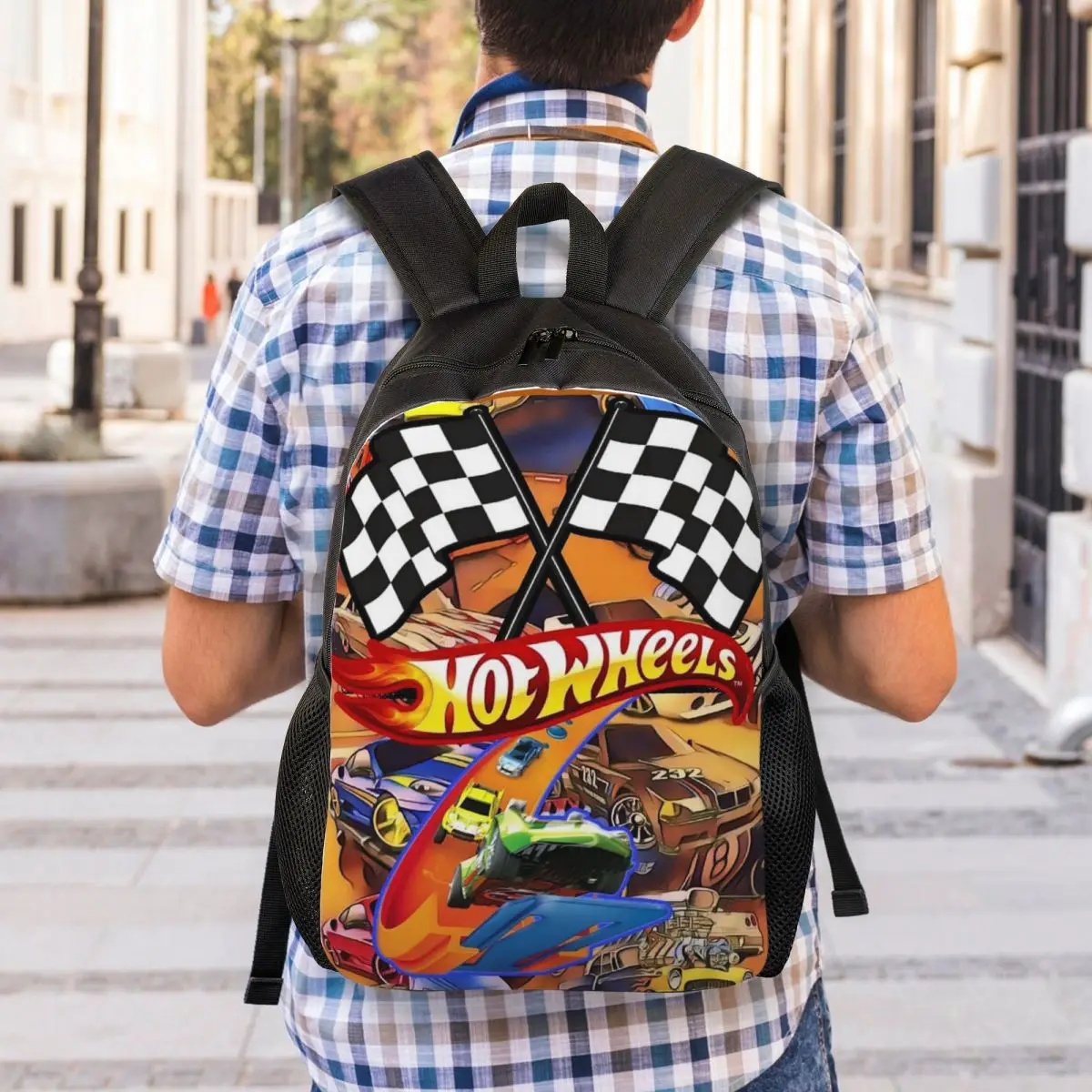 Hot Wheels Race Backpack Student Boys Girls BookBag School Bag Computer Shoulder Bags