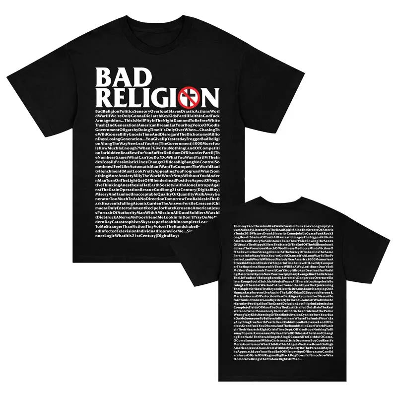 Summer 1980 Bad Religion Band PUNK Hardcore Punk Red American Retro Rock Short-sleeved T-shirt