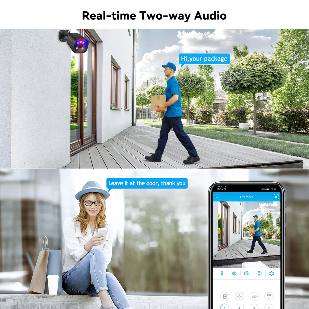 TinoSec 4K PoE Security IP Camera Ultra HD 4MP 8MP Outdoor Waterproof Two-way Audio Human Detection Camera Surveillance Cam