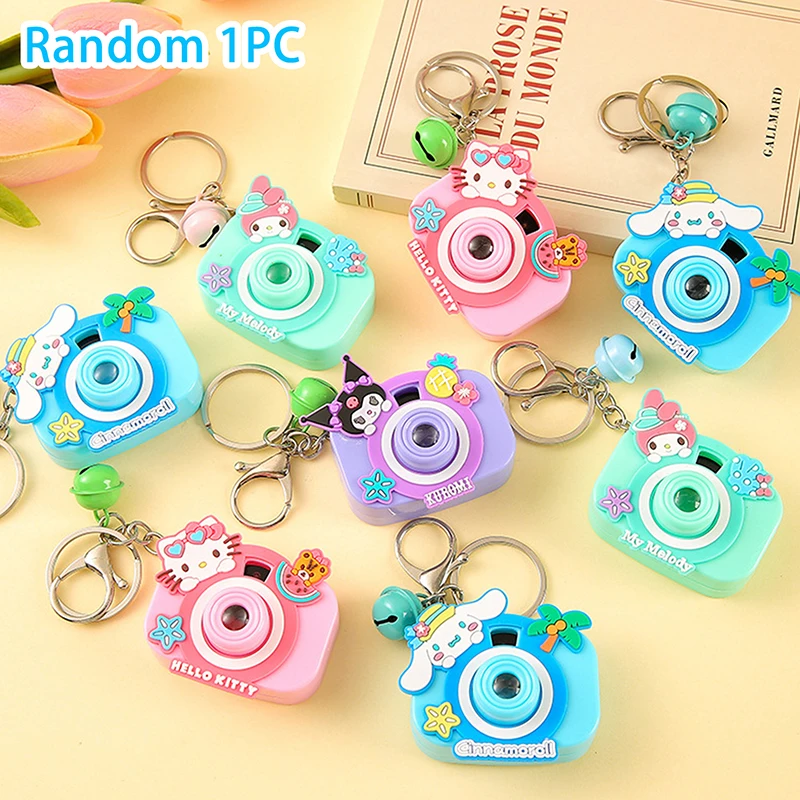 1PC Chidlren Toy Hello Kitty Camera Projection Keychain Sanrio Figure Anime Melody Cinnamoroll Kuromi Kawaii Decor Gifts