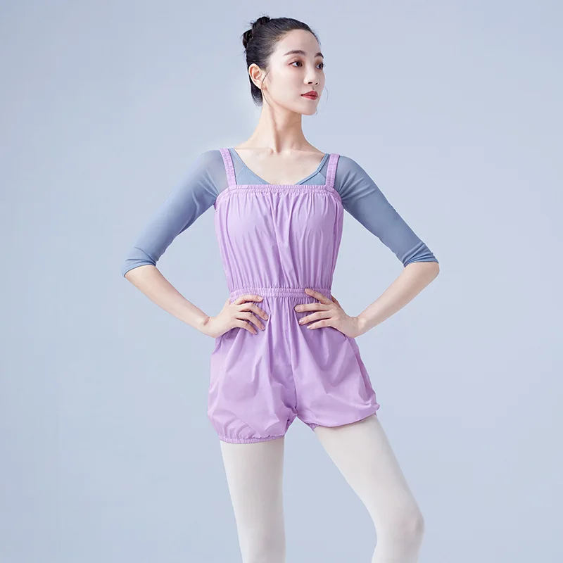 Women Girls Lightweight Warm Up Rompers Gymnastics Leotard Ballet Dance Wear Jumpsuit Thin Practice Pants Ripstop Body Wrappers