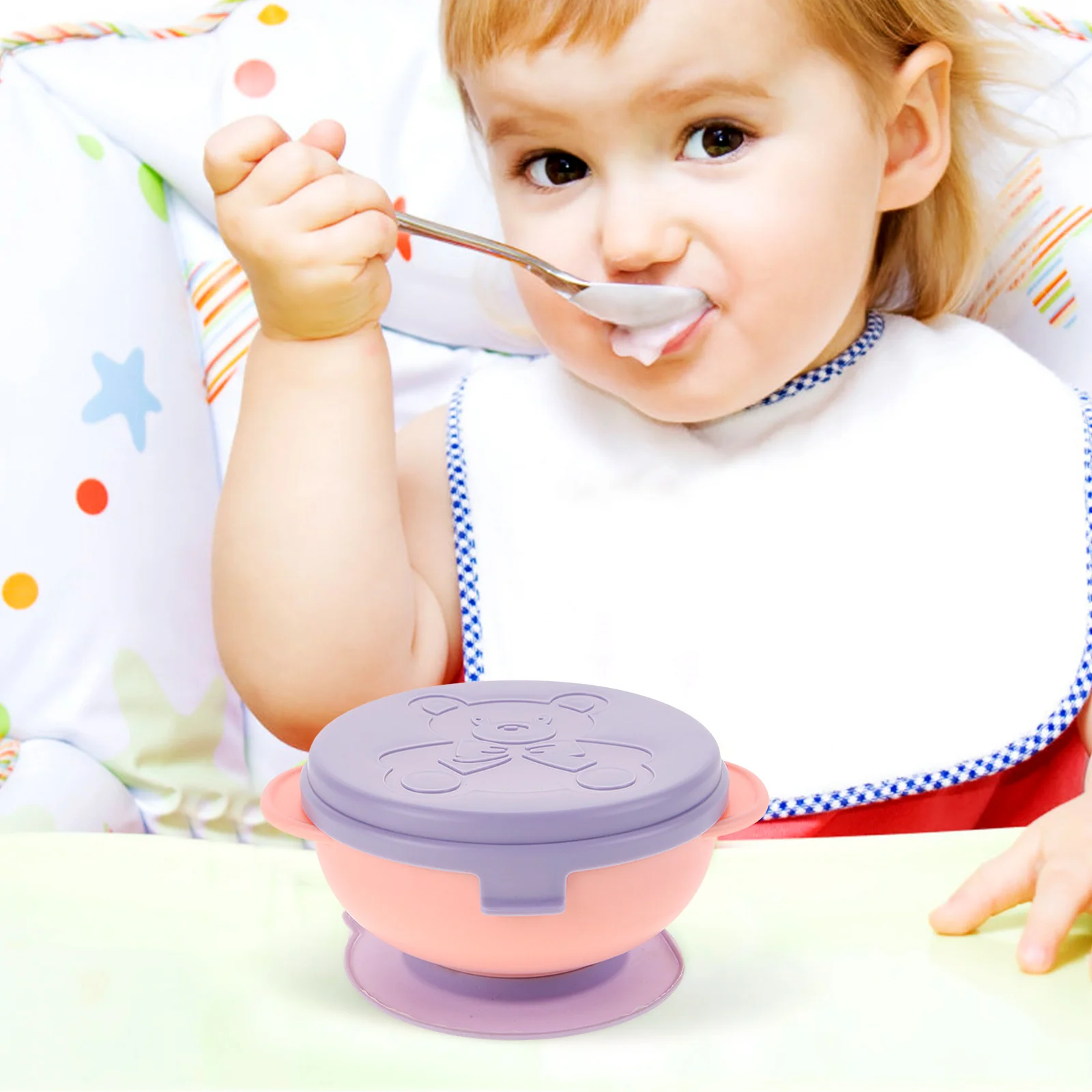 

3 Pcs Rice Bowl Set Silicone Bowls Suction Cup for Complementary Food