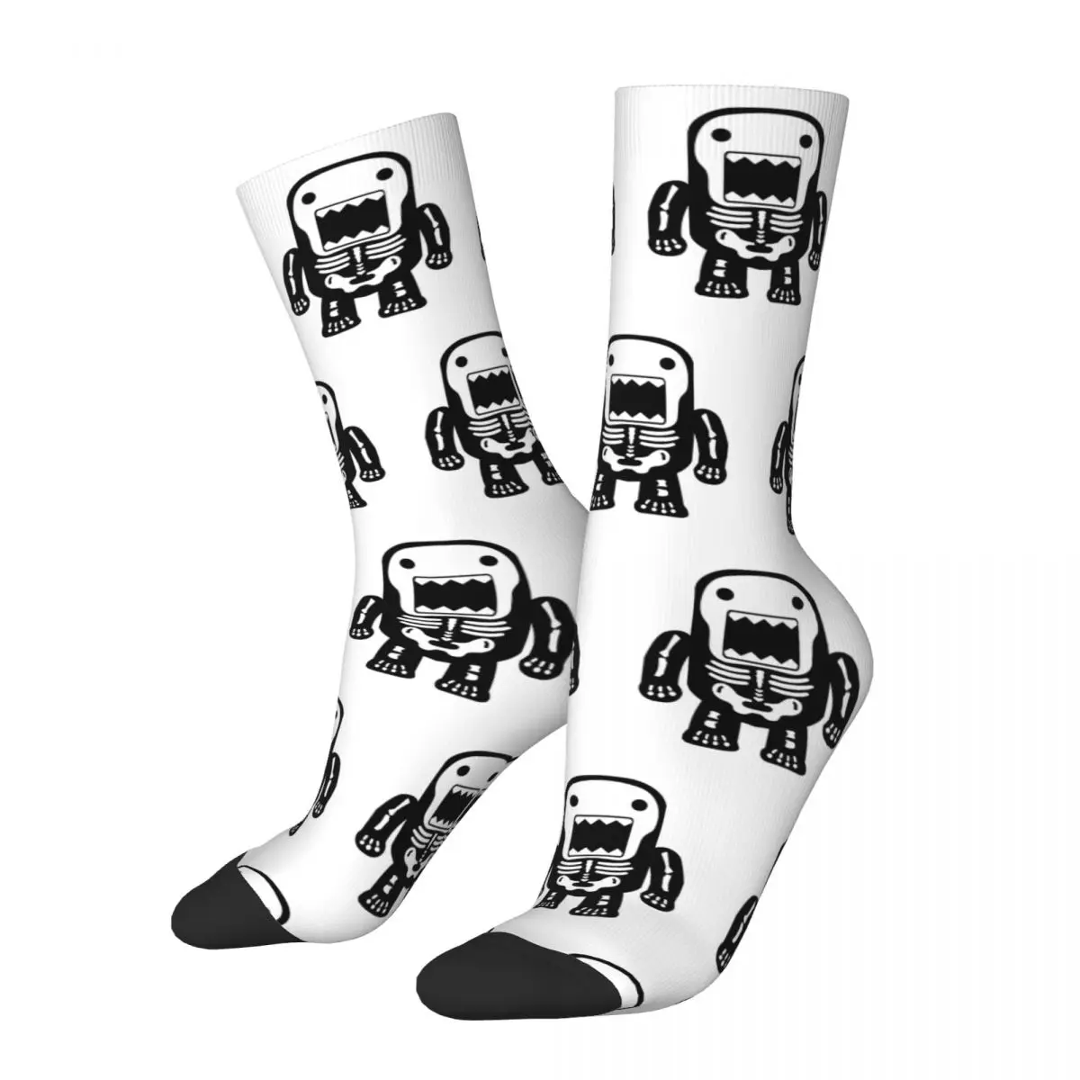 Skeleton Domo Kun Doll Socks Men Women Polyester Funny Happy Socks Harajuku Spring Summer Autumn Winter Middle Tube Socks Gifts