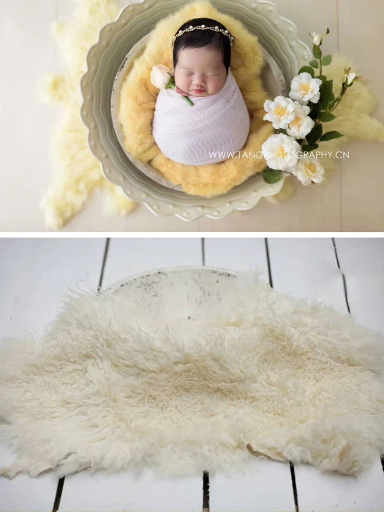 100% Wool Mats Blanket Photography Props Filling Accessories Photo Basket Stuffed Sheepskin Blanket Studio Shooting Posing Props