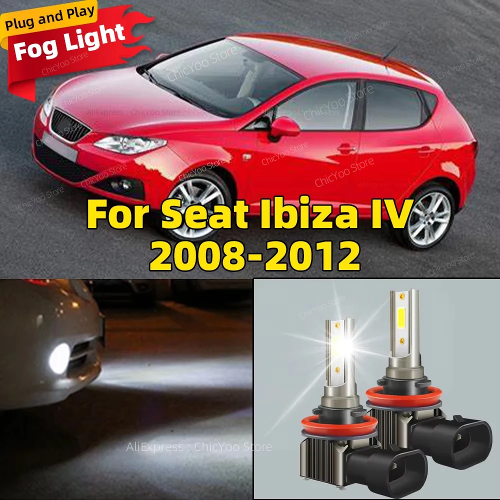 2pcs Car Fog Lamp 15000LM Front Fog Light Bulbs LED Chip 6000K Plug and Play For Seat Ibiza IV 2008 2009 2010 2011 2012