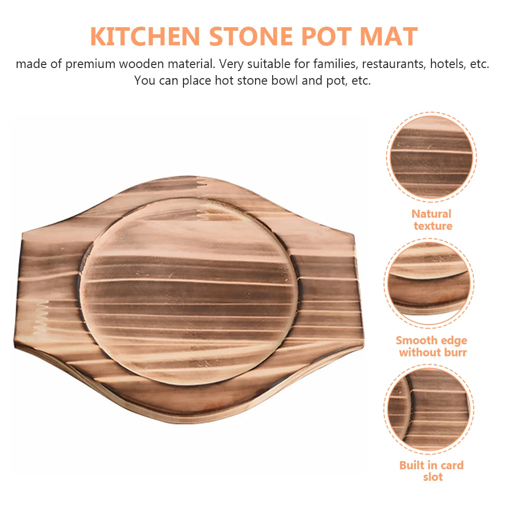 

4Pcs Elegant Wood Stone Pot Mat Heat Insulated Pad Tableware Dining Accessory