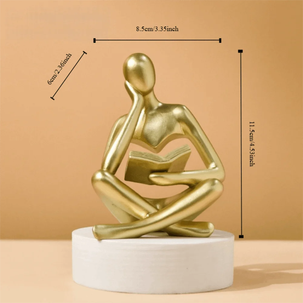 Estatua Moderna Negra del Pensador, Escultura Abstracta de Lectura para Estantería, Figura Decorativa de Resina Estilo Nórdico Art Deco, Adornos para Oficina