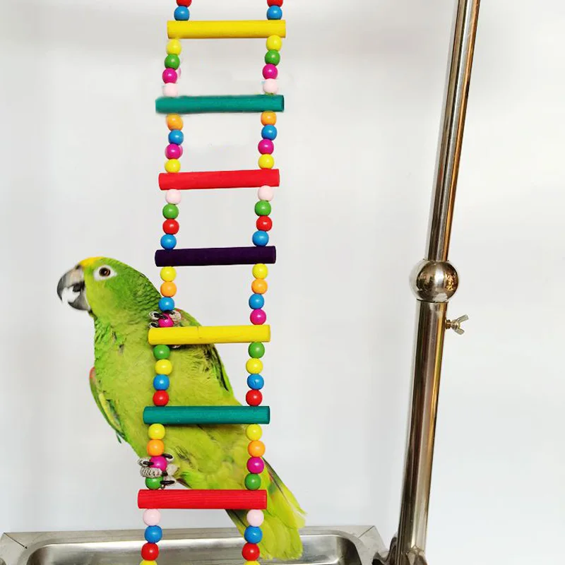 Bird Parrot Toys Colorful Hanging Cage Climbing Ladders with Natural Wood Parrots Suspension Bridge Swing Toys Bird Toy Supplies