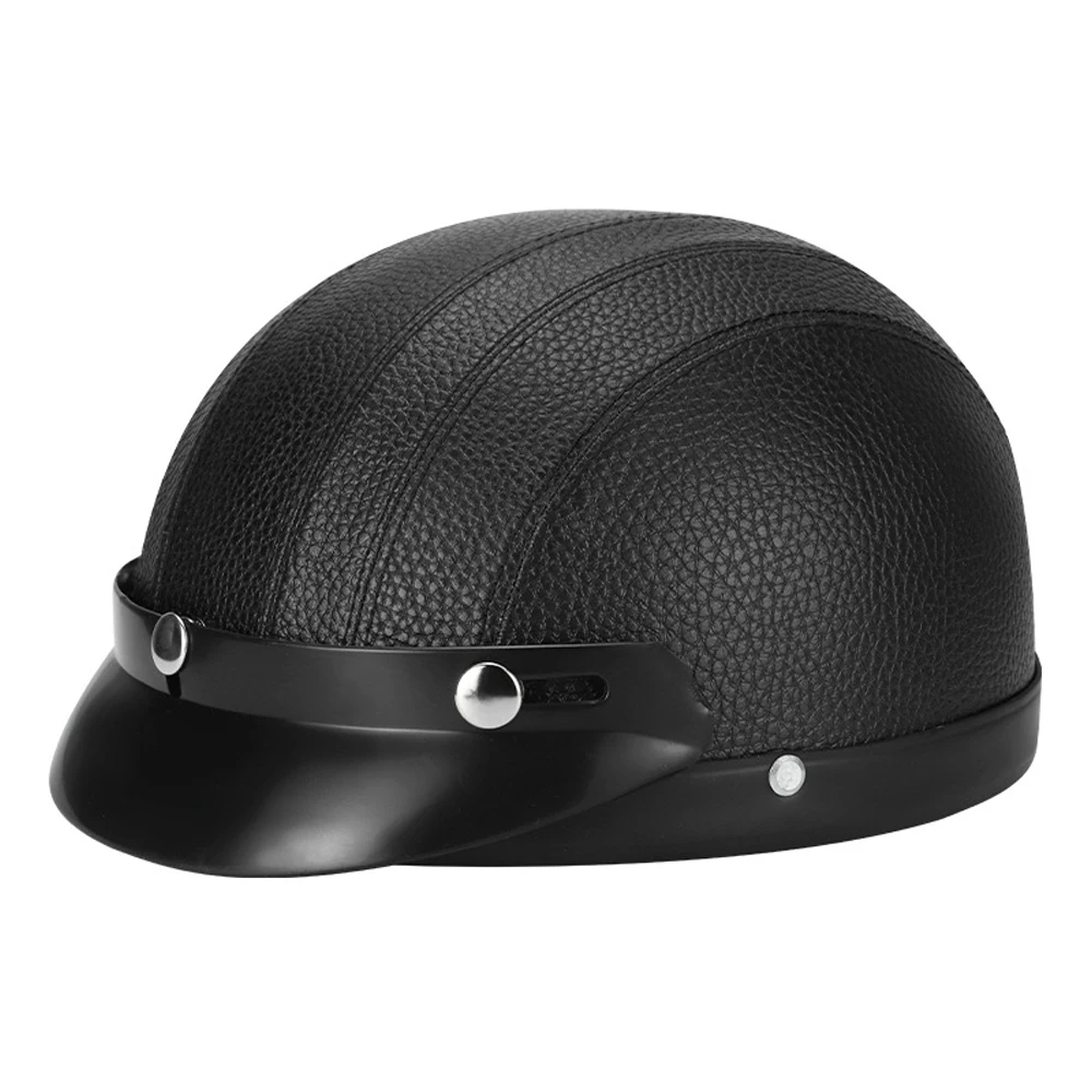 Vintage for Harley Leather Helmet for Men Women Winter Warm Universal Lightweight Half Helmet Electric Bicycles Great Gift Set view 2
