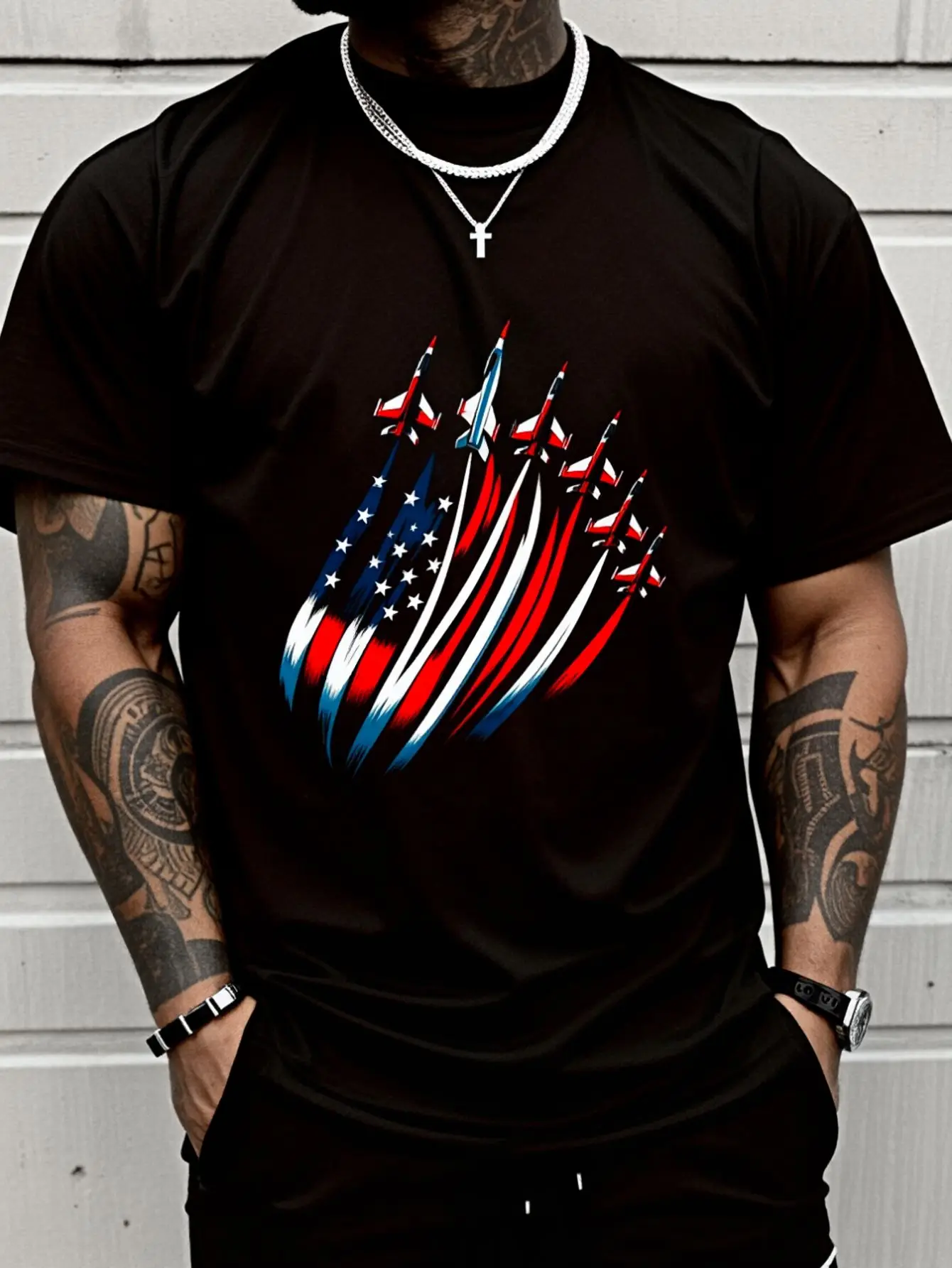 Cotton USA Flag Jets Boys July 4 T-Shirt