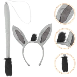 1 Set Donkey Costumes Props Cosplay Animal Accessories Animals Ear Headband  and Tail Decor kids donkey Party costume NEW