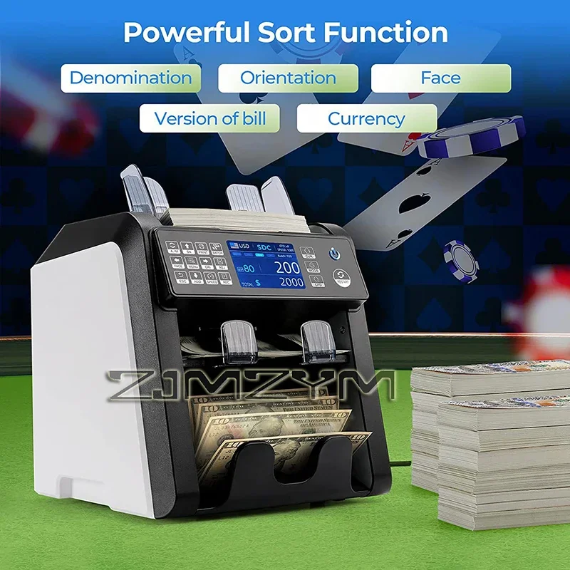 AL-950 Dual CIS Banknote Sorter Fitness Mix Value Money Counter Counterfeit Bill Counter Foreign Currency Point Detector