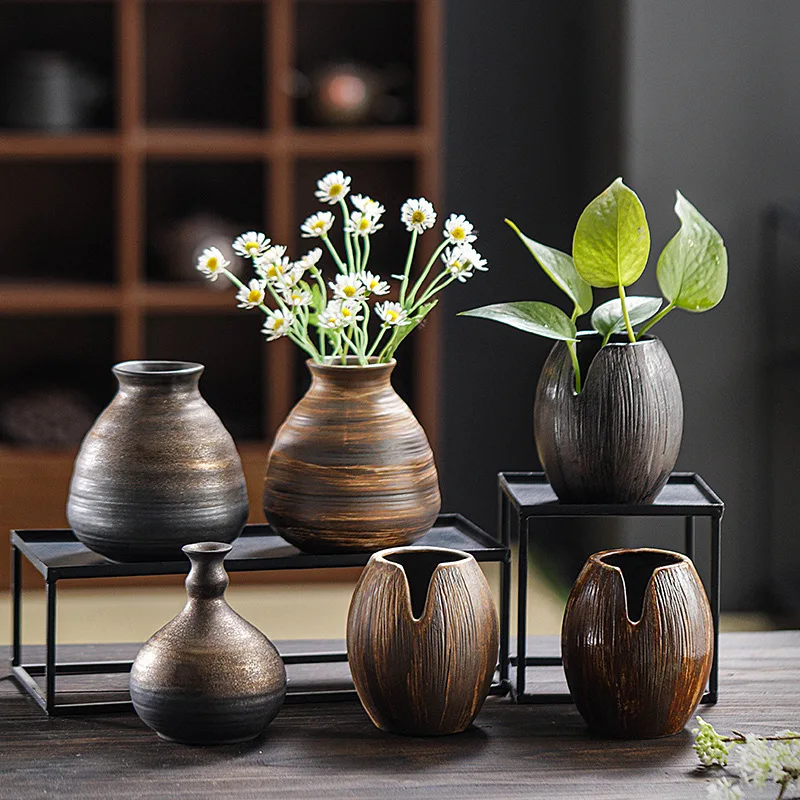 Creative Retro Craftsmanship for Ceramic Vases Tabletop Ornaments Japanese Style Rough Ceramic Flower Ware Home Accessories