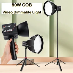 COB Photography Light 10000mAh Battery 80W Professional LED Video Light Portable Lampshade Handheld Fill Light 2M Tripod Stand