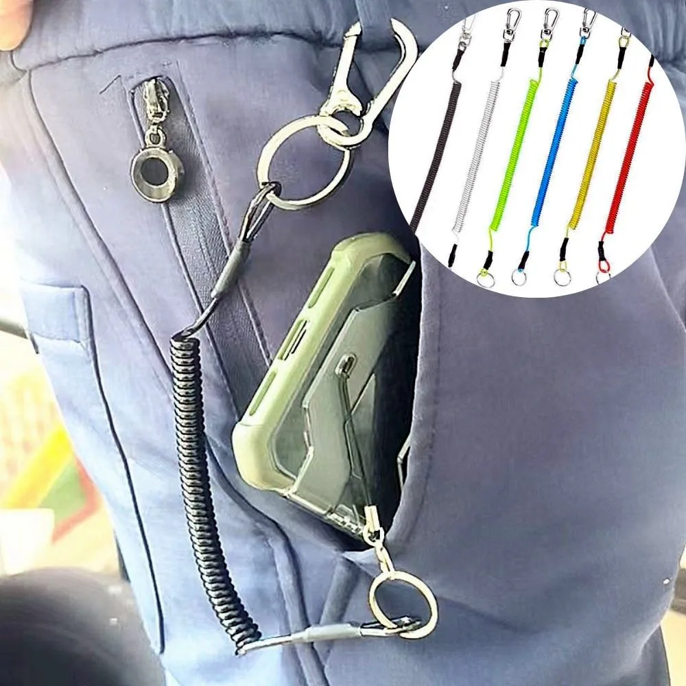 

Stretch Plastic Spring Elastic Rope Fishing Lanyards With Carabiner Boating Ropes Kayaking Accessories Anti-lost Phone Keychain