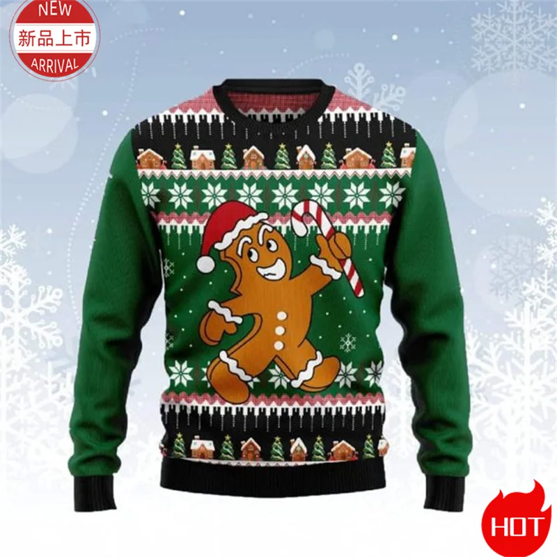 Cookie Gingerbread 3D Print Sweater, Gingerbread Sweatshirt, Cookie Ugly Christmas Sweater Women Mens Funny Christmas Shirts