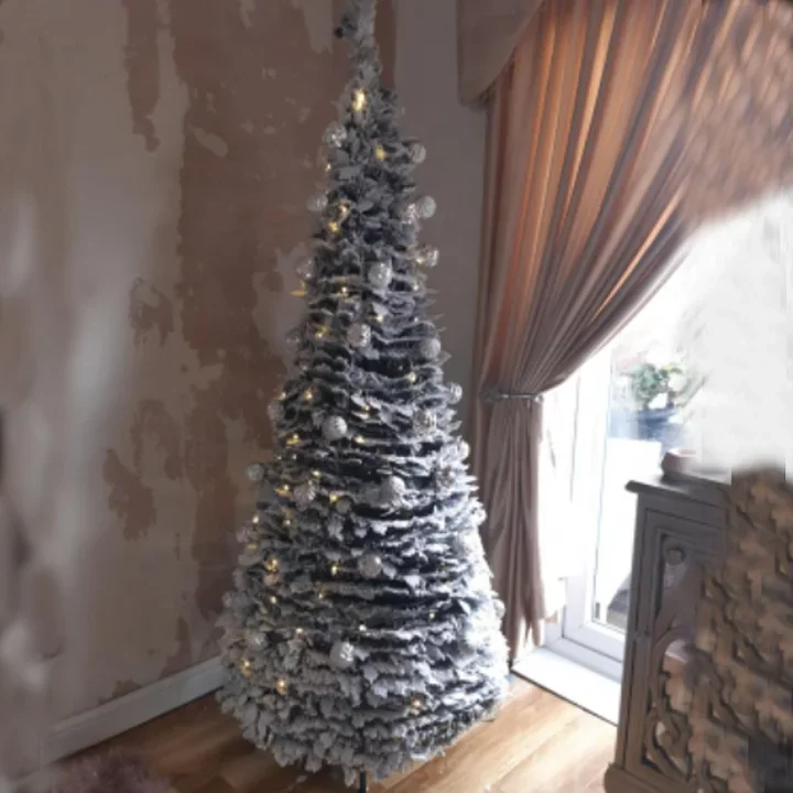 1.2m-2.1m foldable christmas tree with lights retractable christmas tree christmas and new year gifts