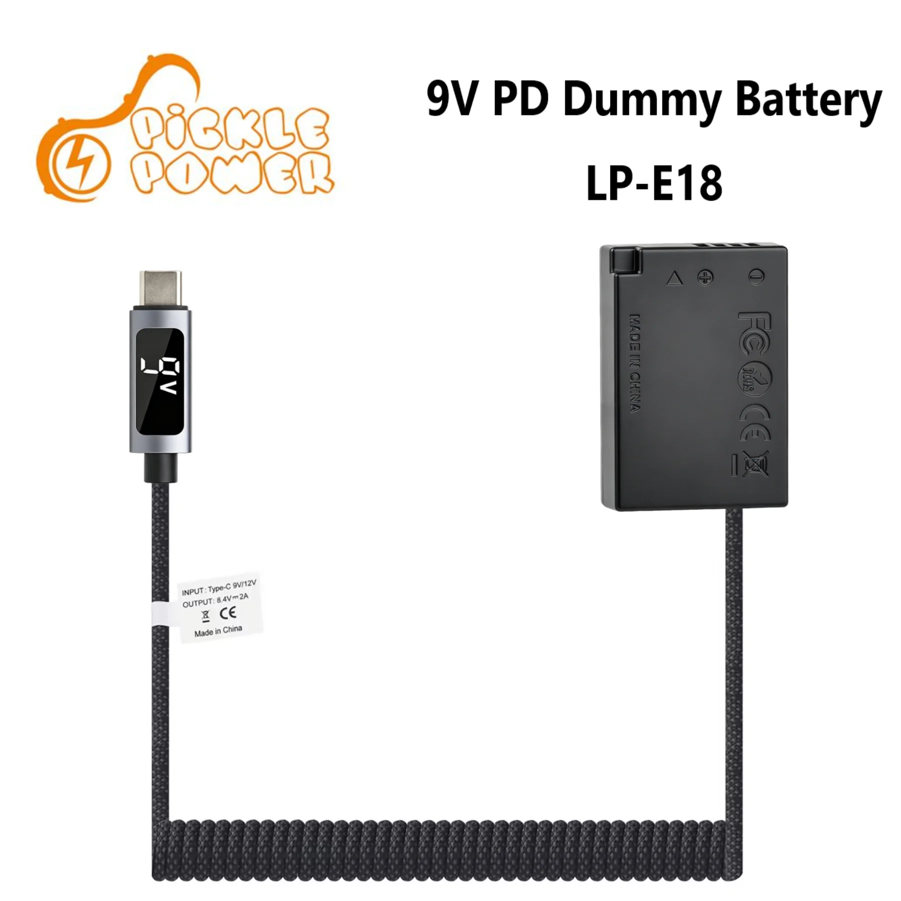 LP-E18 9V PD Dummy Battery, LP-E17 Type-C DC Power Adapter For Canon EOS Rebel T6i T6s T7i T8i RP SL2 SL3 R8 R10 R100 77D 200D