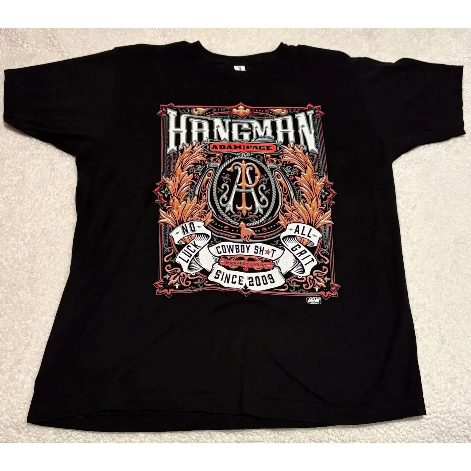 Hangman Adam Page AEW No Luck All Grit T Shirt vintage Washed fashion Comfortable homme Versatile Casual Stylish graphic