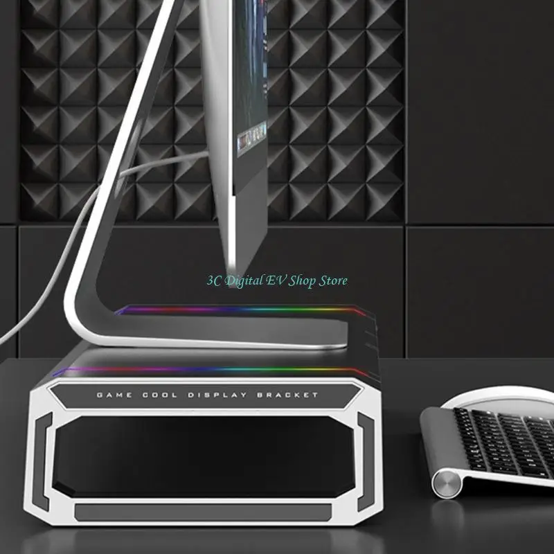 E74D Strong Computer Monitors Stand with USB Hub Foldable Design for Desktop Use
