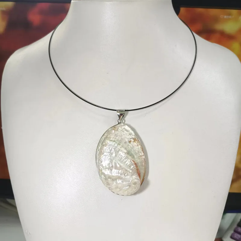 Natural White Abalone Shell Pendant Oval DIY Necklace Earrings Charms Woman Girl Jewelry Finding Gift