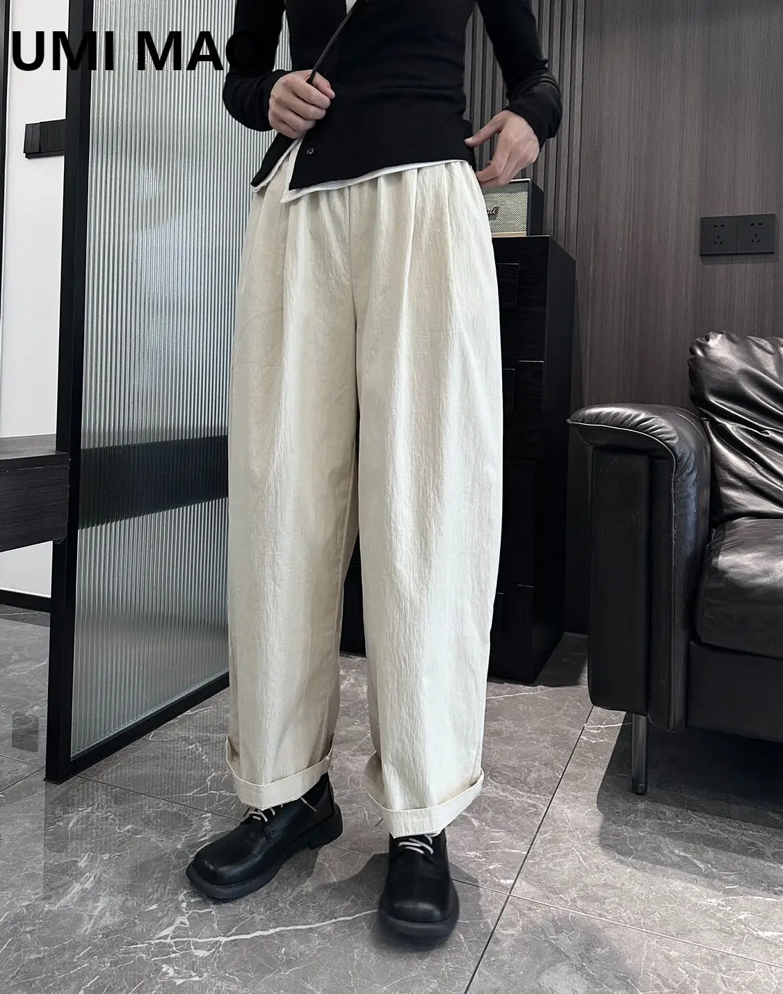 

UMI MAO Dark Casual Pants Female Spring And Autumn Loose Straight Leg Pants Korean Style Women Gothic Clothes Y2K