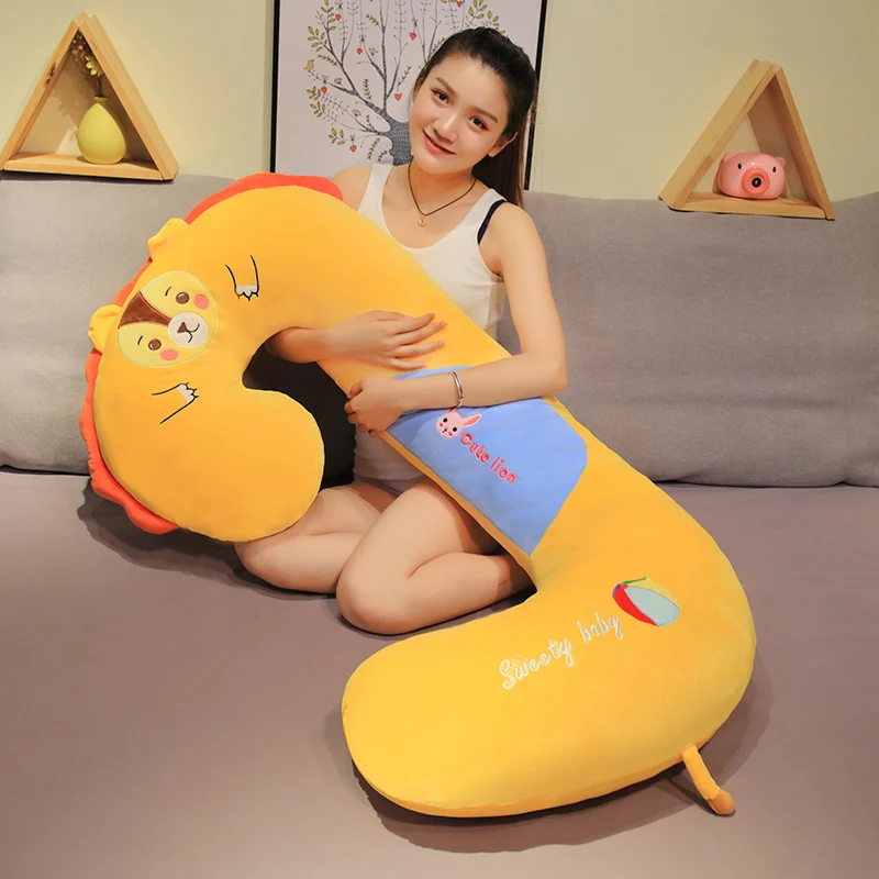 100/130cm 8 Styles C Shape Animal Plush Toy Soft Stuffed Pillow Cushion Comfortable Soft Long Doll Pregnant Woman Sleep Gift