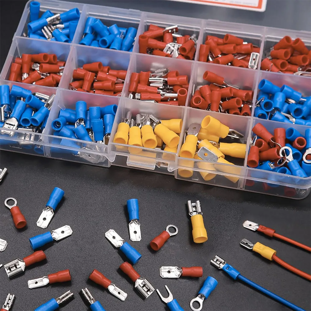 

Crimp connector 2.8mm/4.8mm/6.3mm male female Spade connector kit fork ring insulated connector terminal electrical connector