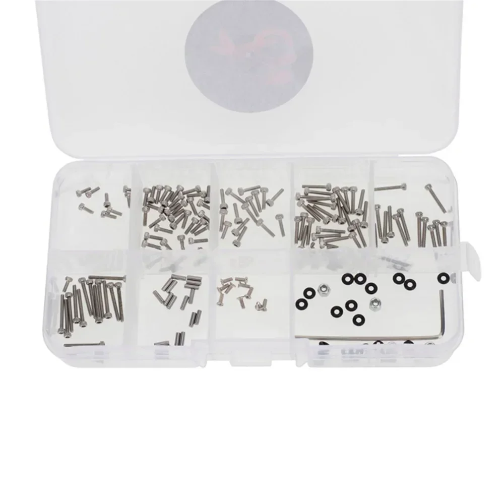 

186PCS/set Screws Pins Repair Tools Kit with Storage Box 130x22x67mm for 1:24 Axial SCX24 RC Crawler Car Repair Parts