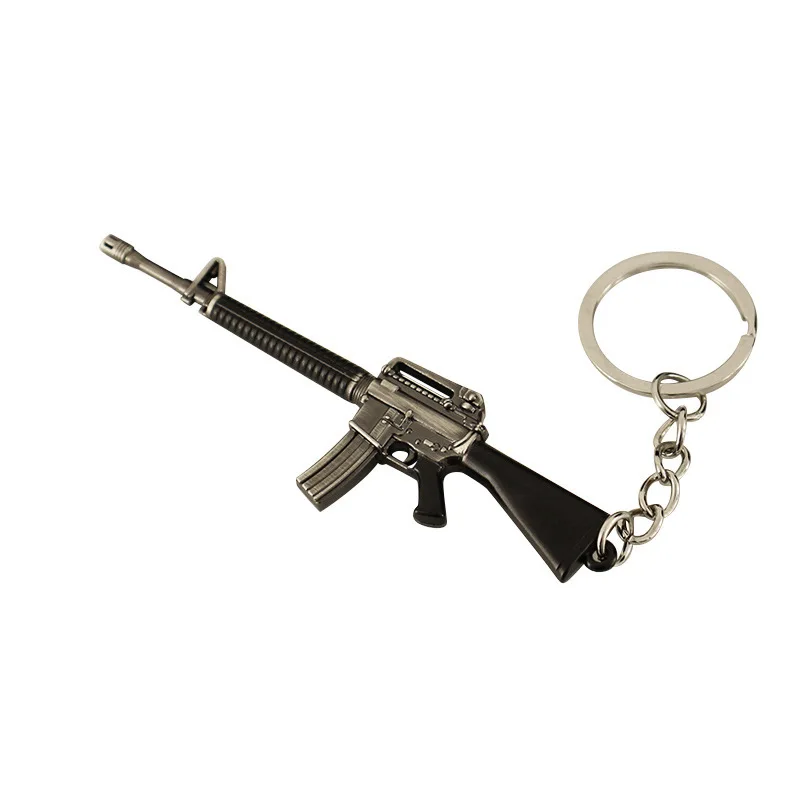 9CM Mini Gun Model Brelok do kluczy M16A1 Model Biżuteria Broń Metalowy brelok do kluczy Chaveiro Torba Uchwyty na klucze samochodowe Prezent dla