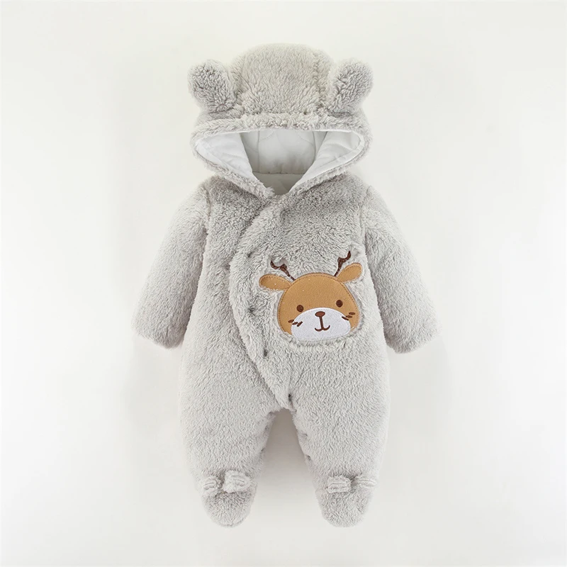 

Newborn Baby Rompers Cute Christmas Elk Plush Infant Girl Overall Jumpsuit Autumn Winter Warm Baby Boy Clothes 0 3 6 9 12 Months