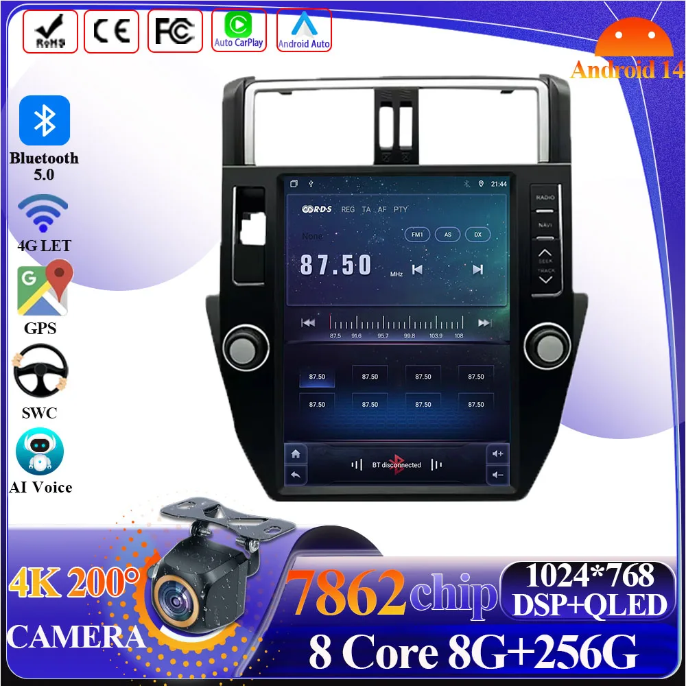 Car Radio For Toyota Land Cruiser Prado 150 2010 -2013 With Touch Screen Multimedia Video Player Navigation GPS Stereo Carplay